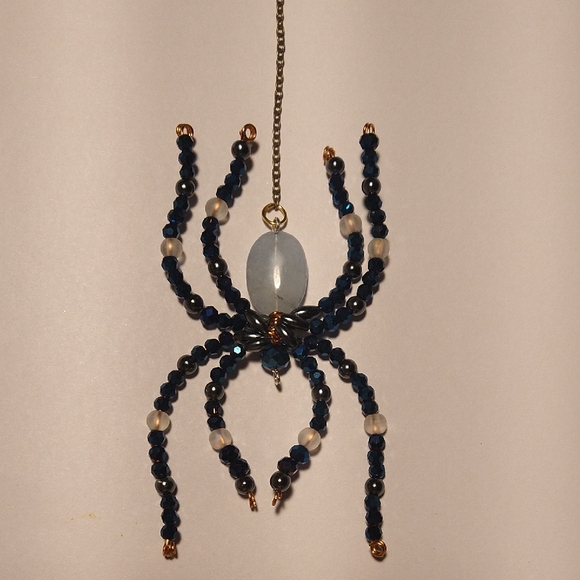 Hand Crafted Other - Beaded Spider Ornament - Blue and White